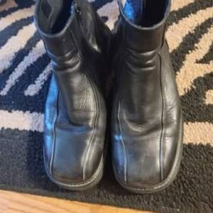 Mens leather zipper boots